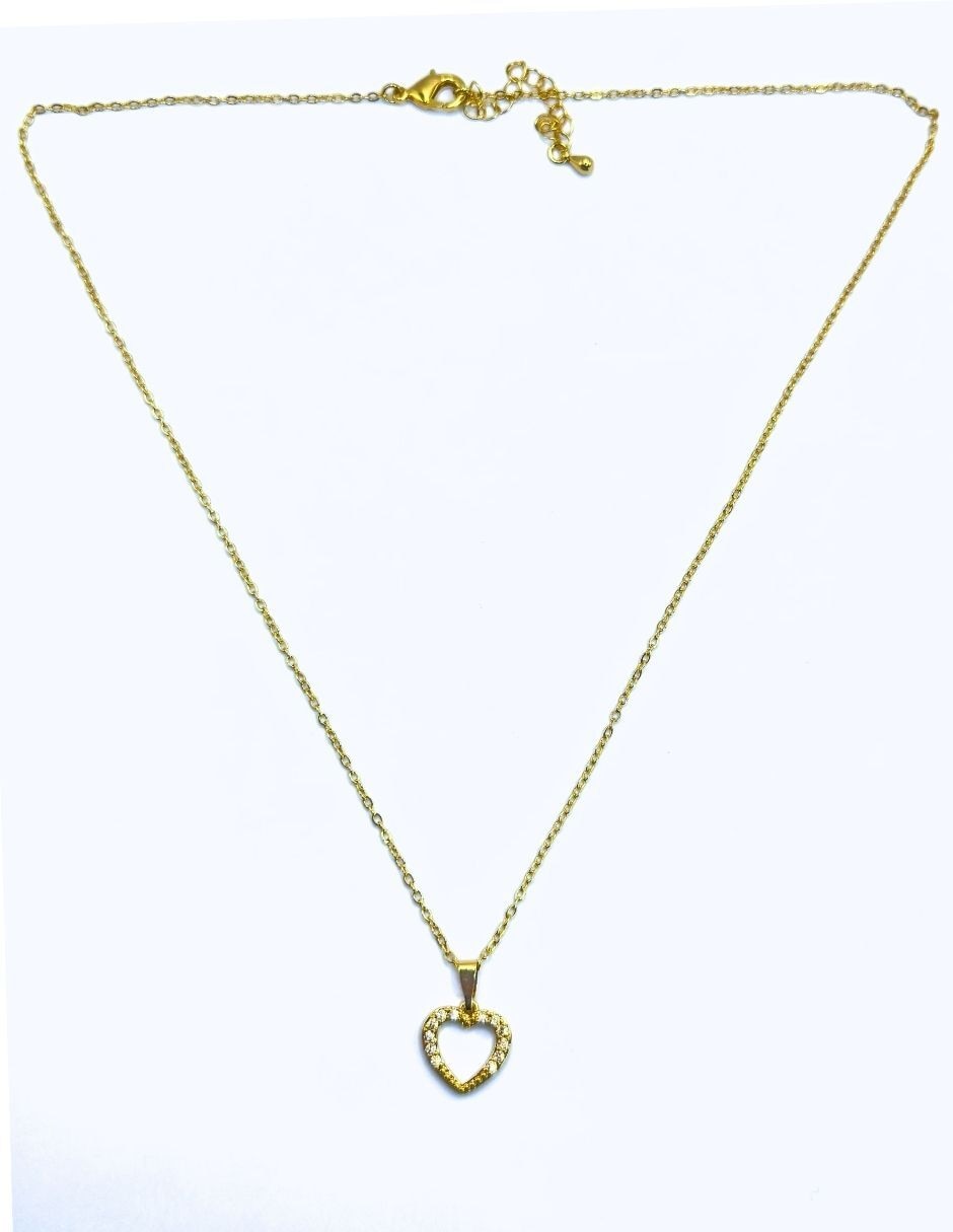 Collar corazón con acabado baño de oro 14 K