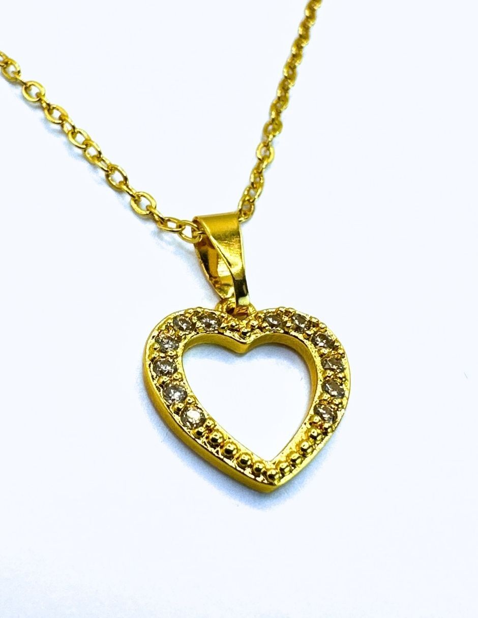 Collar corazón con acabado baño de oro 14 K 2
