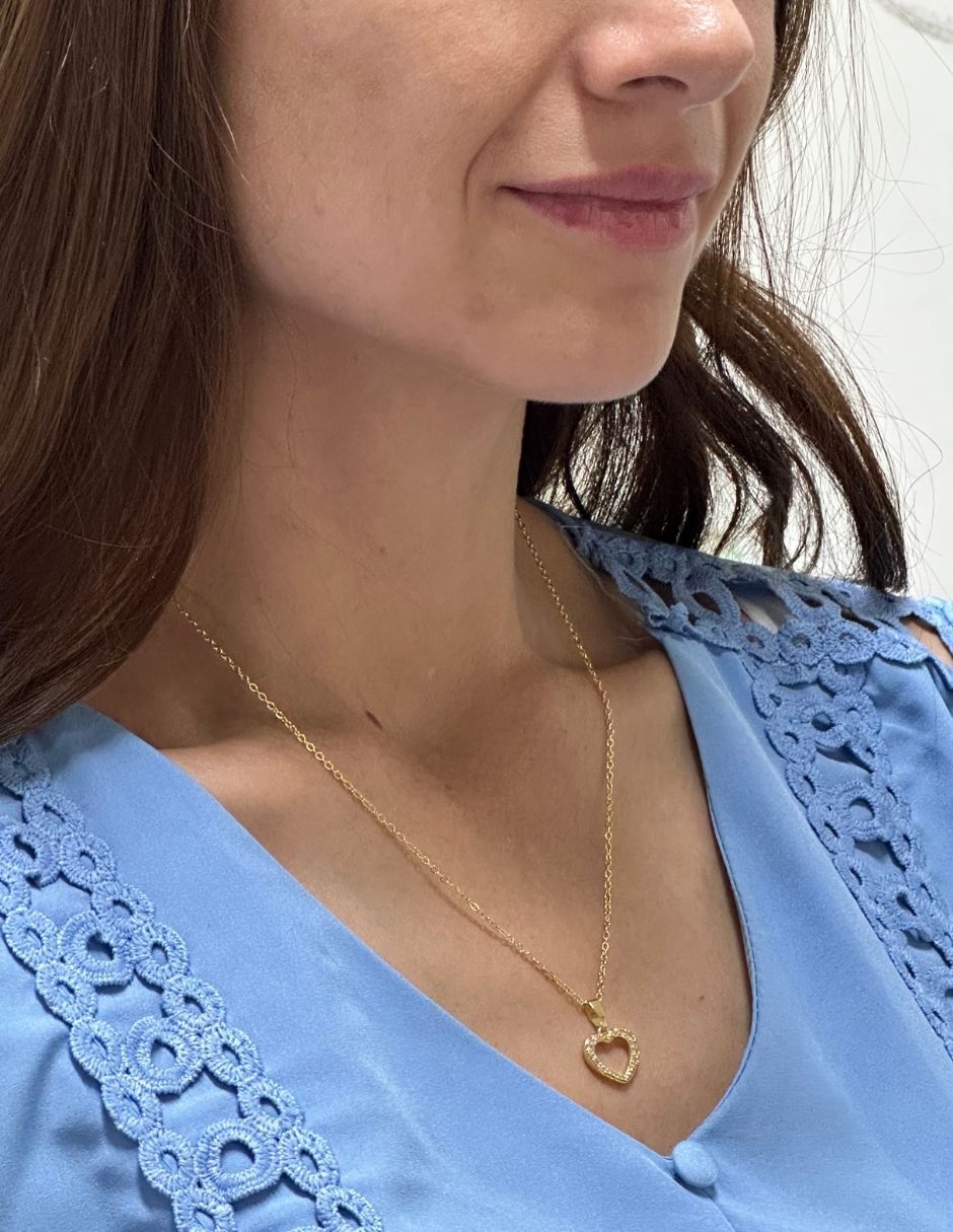 Collar corazón con acabado baño de oro 14 K 3