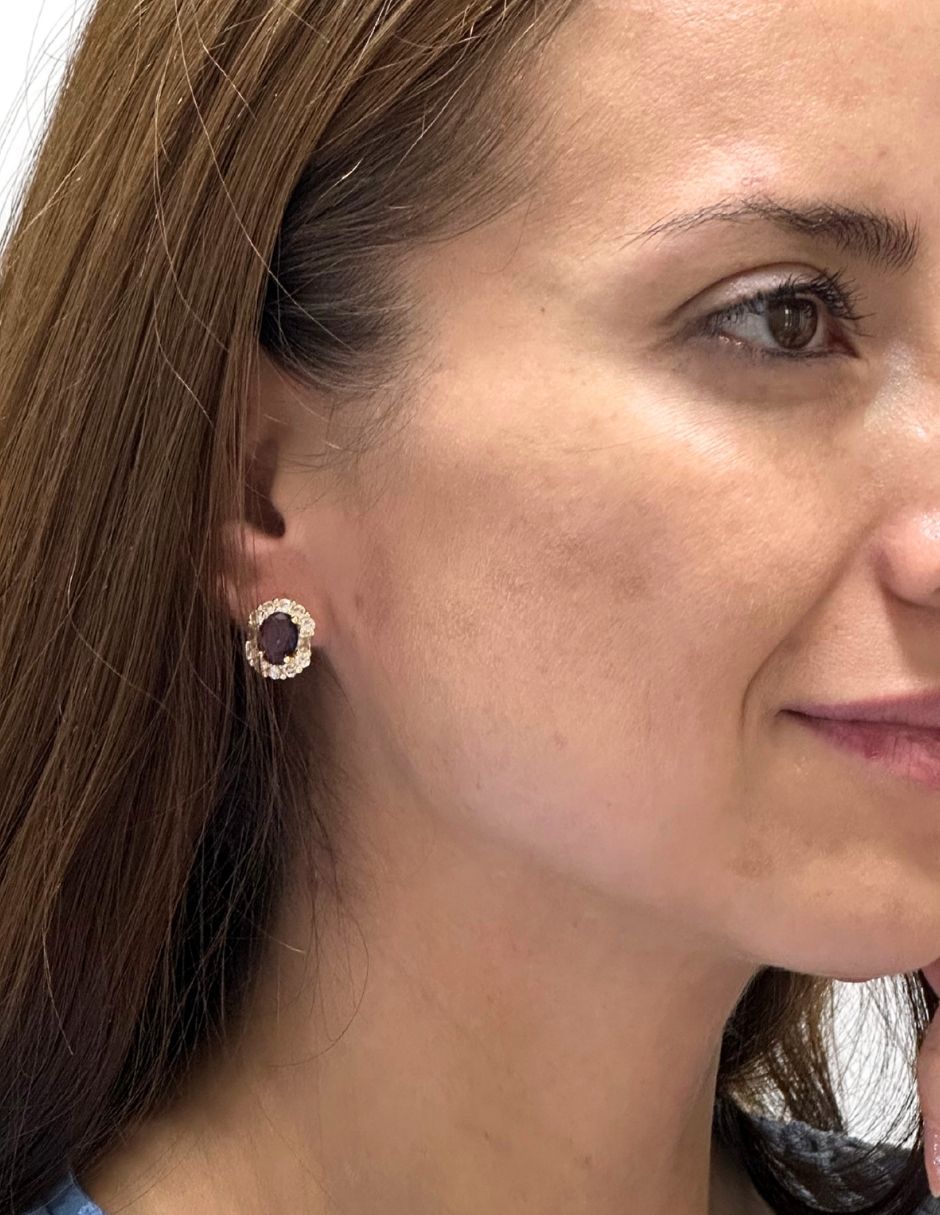 Aretes ovalados con acabado baño de oro 14 K 3