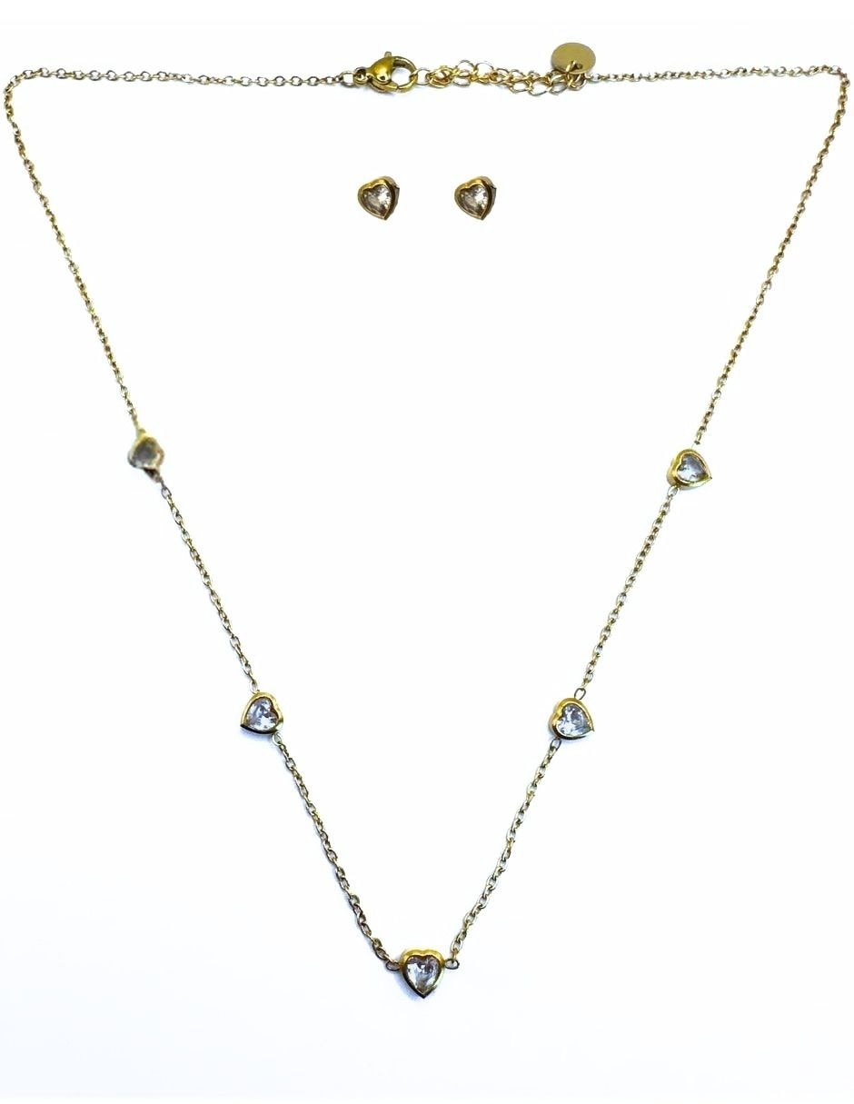 Aretes y collar de corazón Mashala