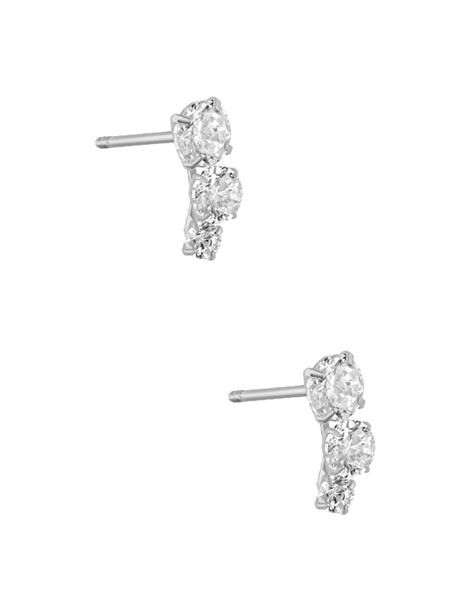 Broqueles de plata p 925 con acabado pulido zirconia 3