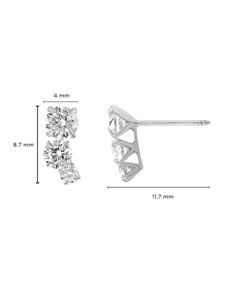 Broqueles de plata p 925 con acabado pulido zirconia 4