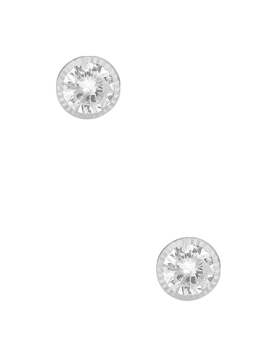 Broqueles redondos de plata P 925 con acabado diamantado Broqueles redondos de plata P 925 con acabado diamantado