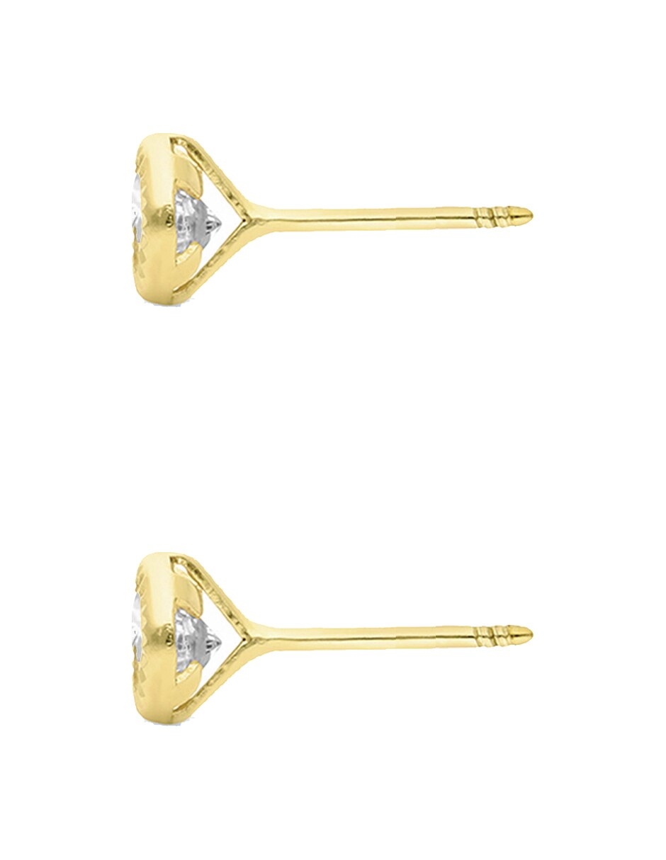 Broqueles de oro amarillo 10 k con acabado diamantado zirconia 2