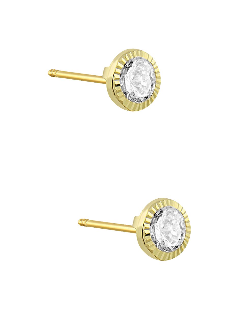 Broqueles de oro amarillo 10 k con acabado diamantado zirconia 3