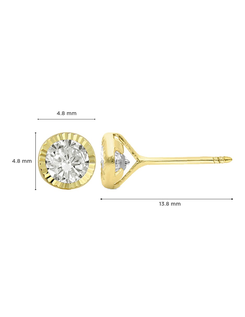 Broqueles de oro amarillo 10 k con acabado diamantado zirconia 4
