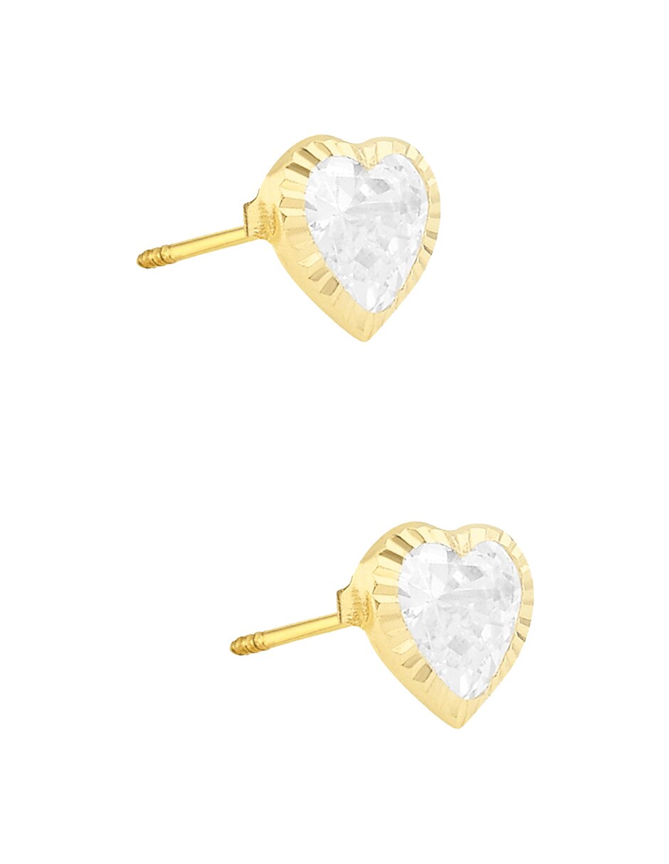 Broqueles de oro amarillo 10 k con acabado diamantado zirconia 3