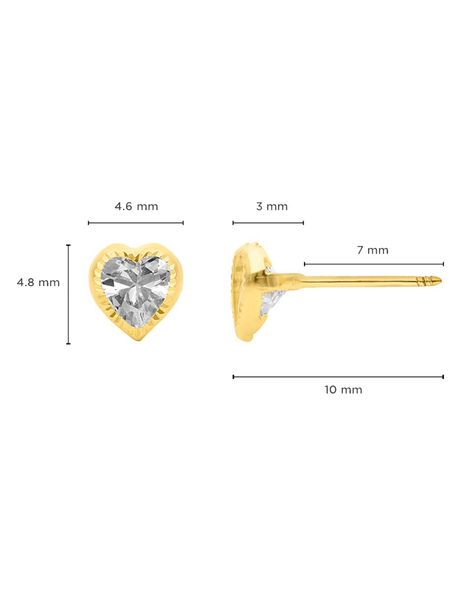 Broqueles de oro amarillo 10 k con acabado diamantado zirconia 4
