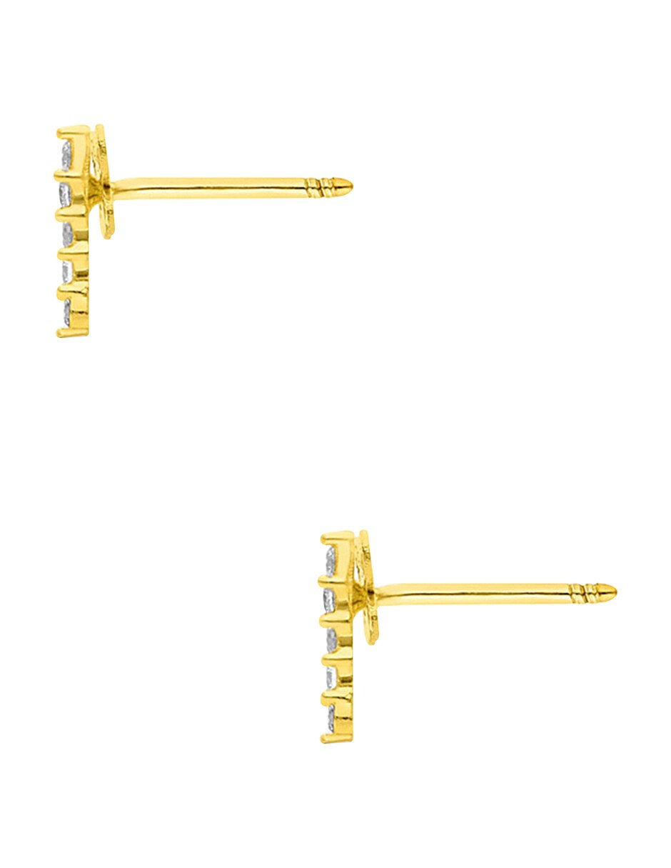 Broqueles de oro amarillo 10 k con acabado diamantado zirconia 2