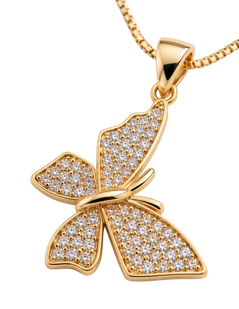 Collar Mariposa de Latón 18 K 2