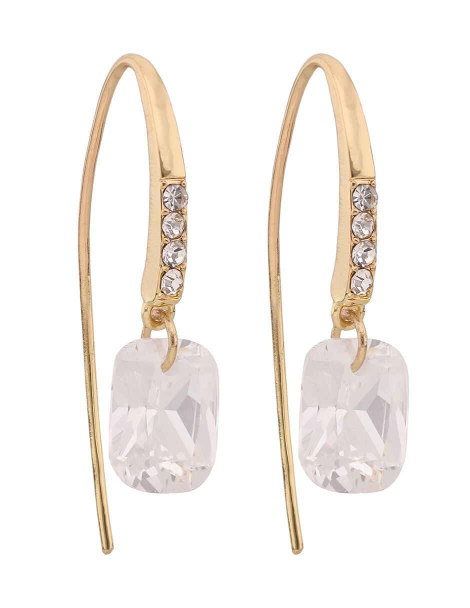 Aretes largos Crystal And Chain con acabado brillante Aretes largos Crystal And Chain con acabado brillante