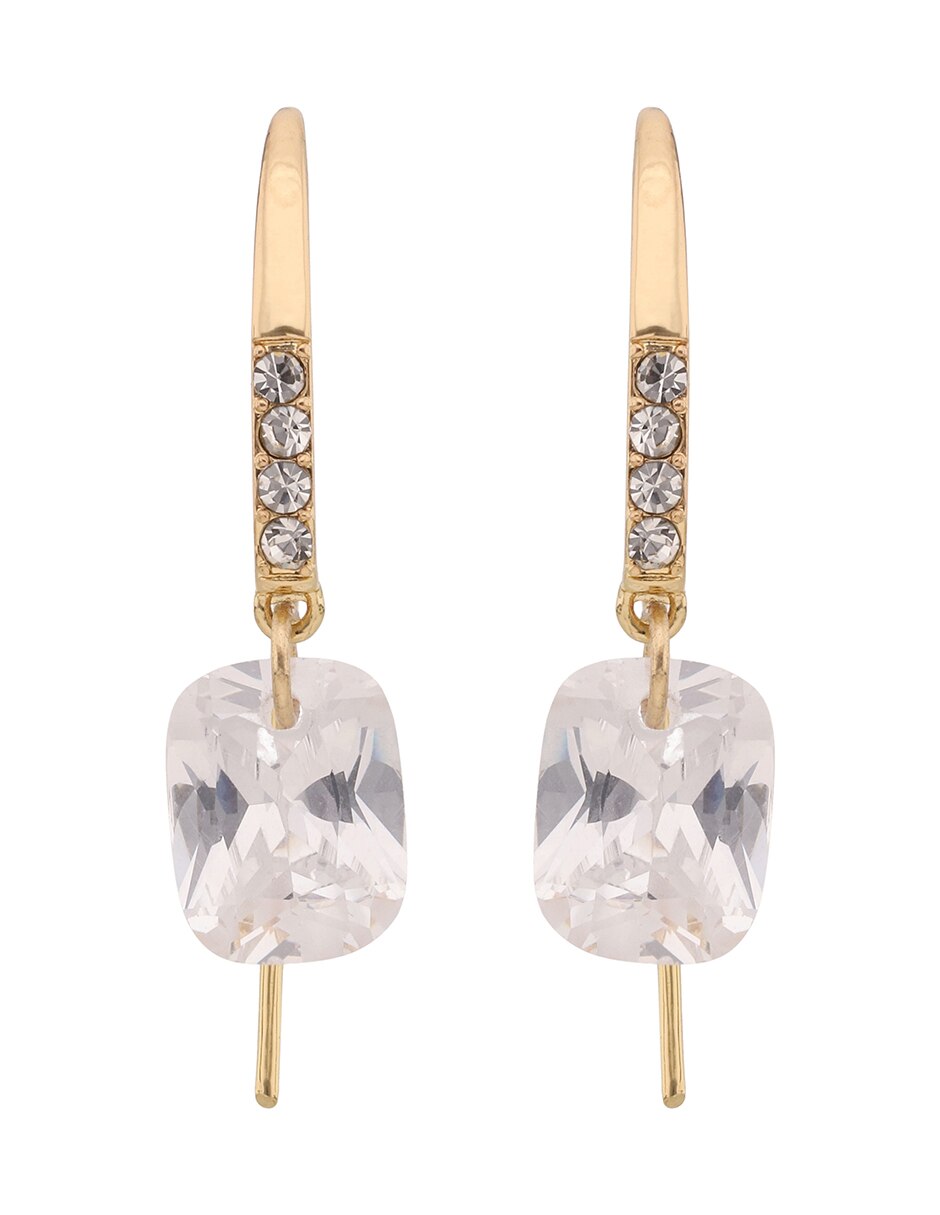 Aretes largos Crystal And Chain con acabado brillante 2