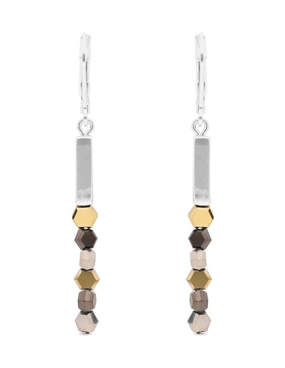 Aretes largos tritone rounds and discs de aleación metálica con acabado brillante 3