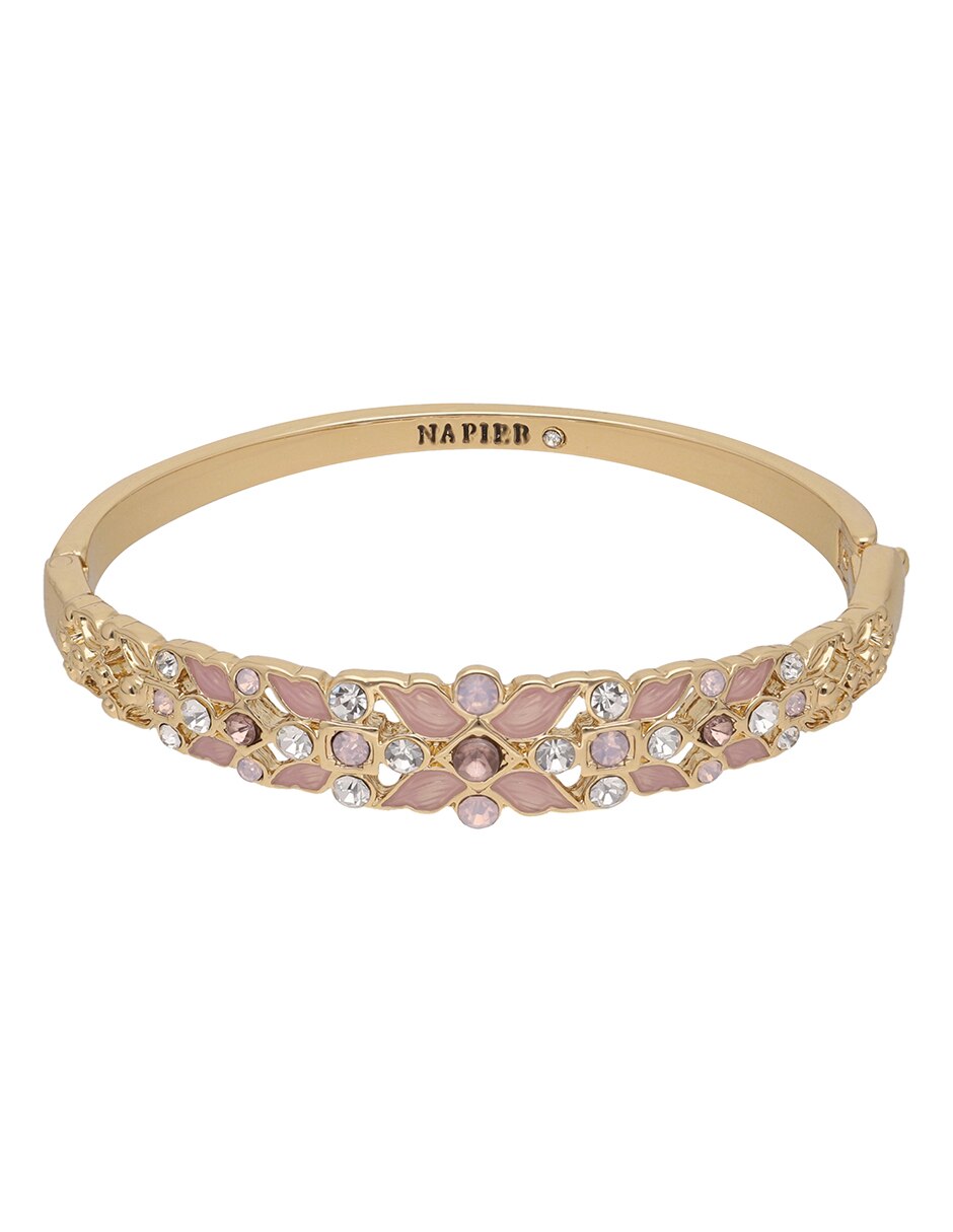 Pulsera con cristal box stone bangle - gld/pnk