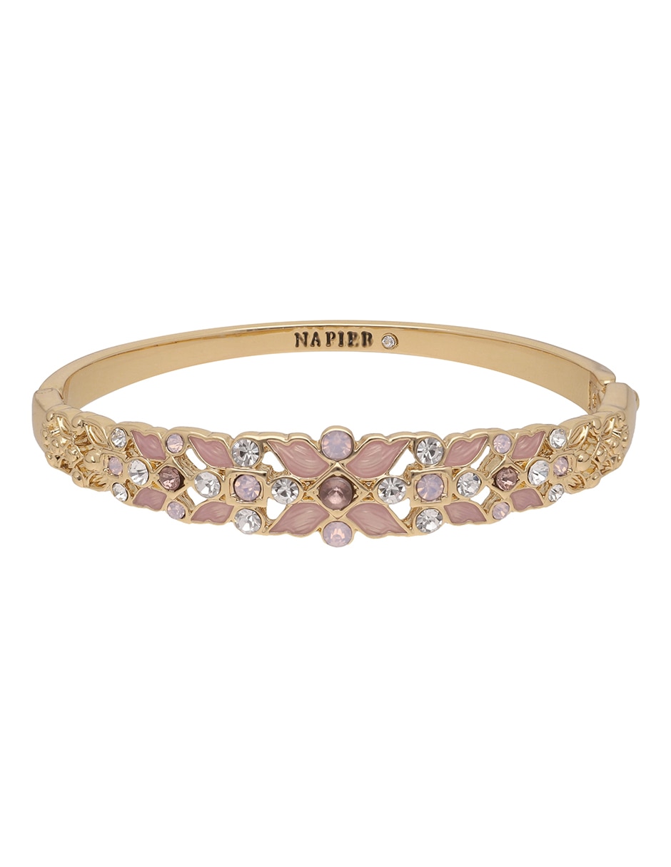 Pulsera con cristal box stone bangle - gld/pnk 2