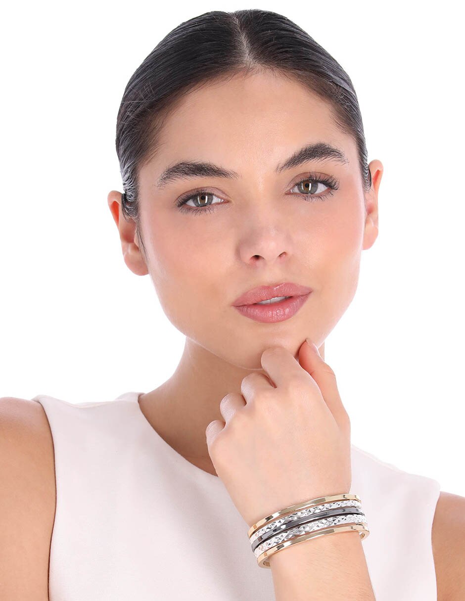 Pulsera de Tritone Rings And Bars acabado brillante 2